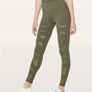 Lululemon Wunder Under Pant (Hi-Rise) *Tech Mesh 28" Sage Green Size 2